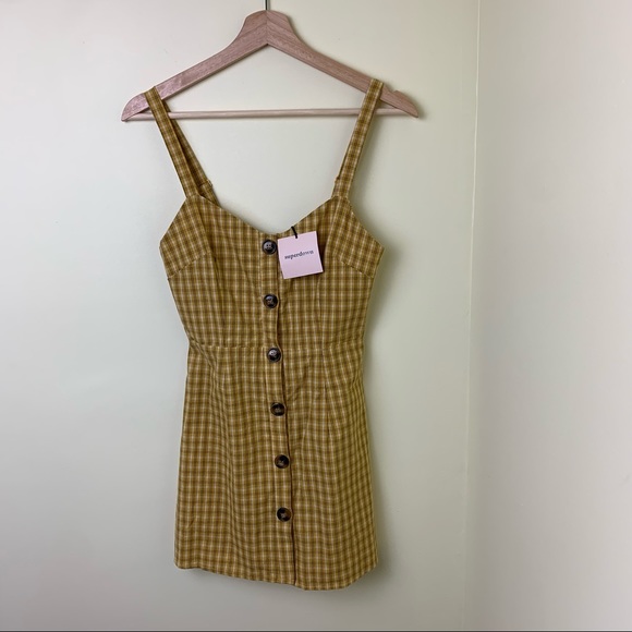 NWT REVOLVE Superdown Millie Button Up Dress in Yellow Plaid | Size XS - Picture 8 of 15